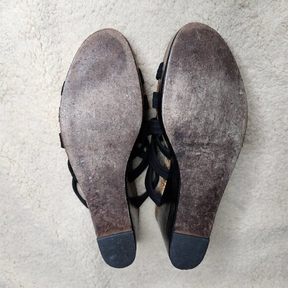 Donald J Pliner Black Strappy Wedge Heels Sandals - Picture 7 of 8